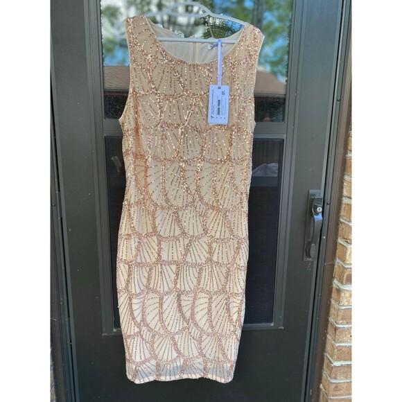 NWT Grace Karin Knee-Length Rose Gold Sequins Dress Size 12 Formal Wedding/Prom - Picture 3 of 12